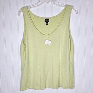 Eileen Fisher Tank Top Womens XL Yellow Green Rayon Jersey Sleeveless Knit Layer